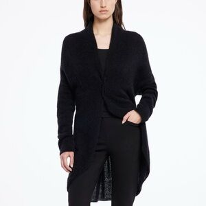 Sarah Pacini Art Wear Mohair Merino Wool Blend Safety Pin Draped Cardigan.